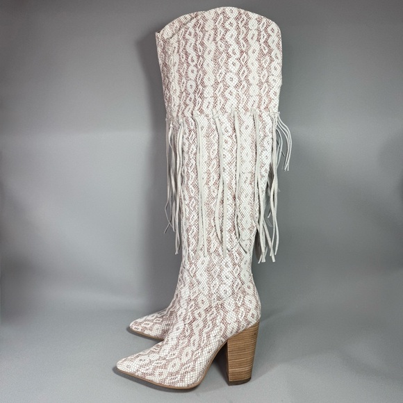 dingo Shoes - Dingo Kitty Kat Snake Print Fringe Tall Western Leather Boots like new
